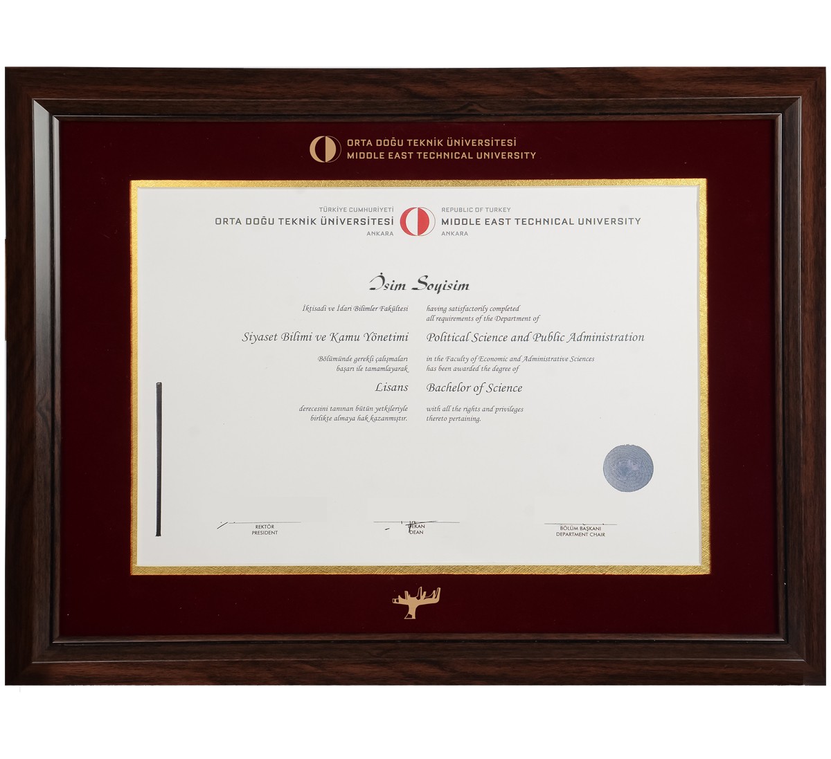 ODTÜ Standart Diploma Çerçevesi