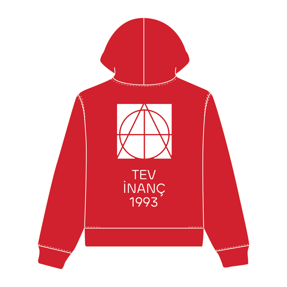 Tev İnanç Baskılı Kırmızı Hoodie